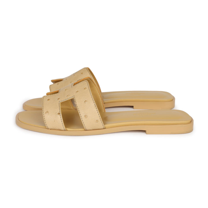 Top quality Hermes Oran Sandals Beige Crin Ostrich 37
