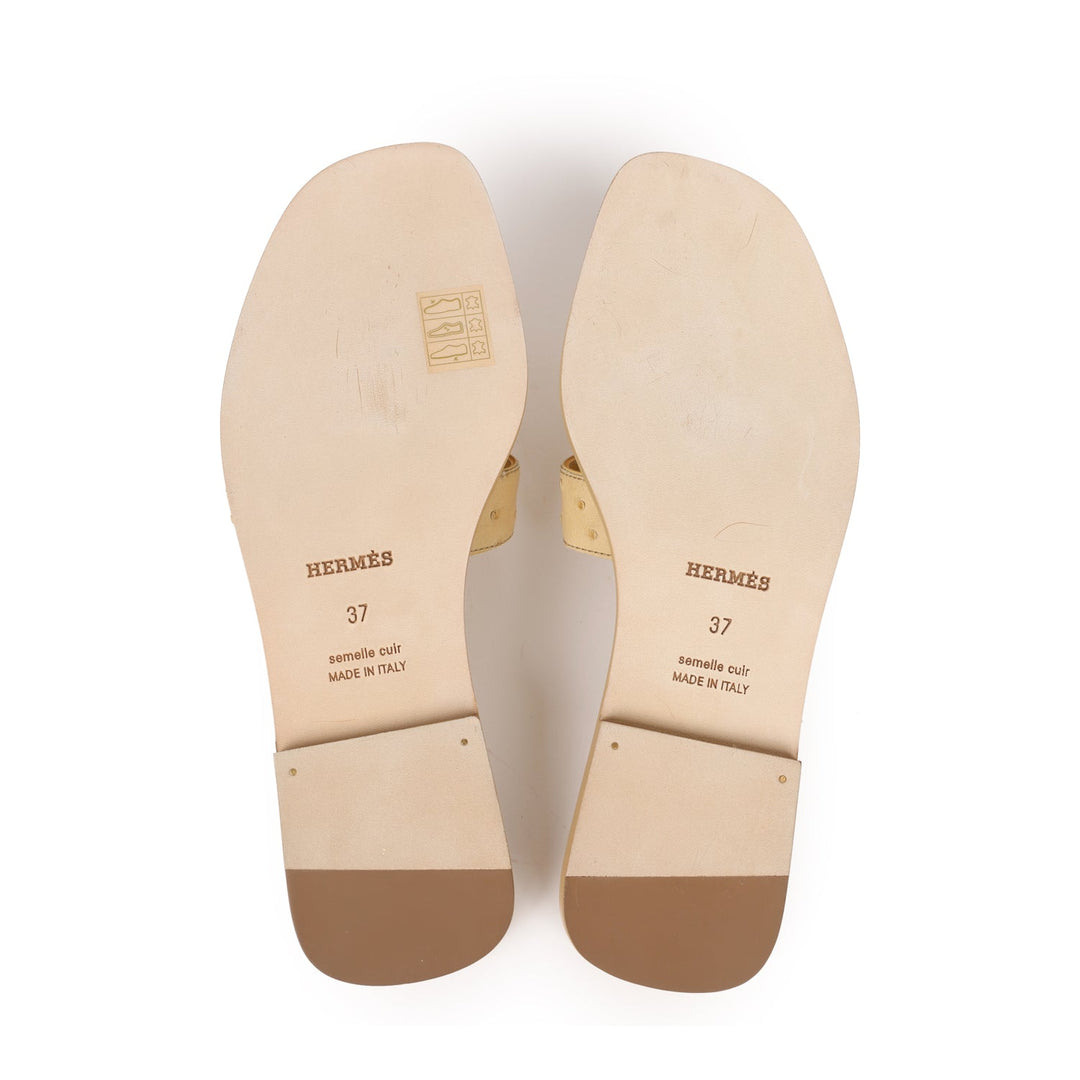 Top quality Hermes Oran Sandals Beige Crin Ostrich 37