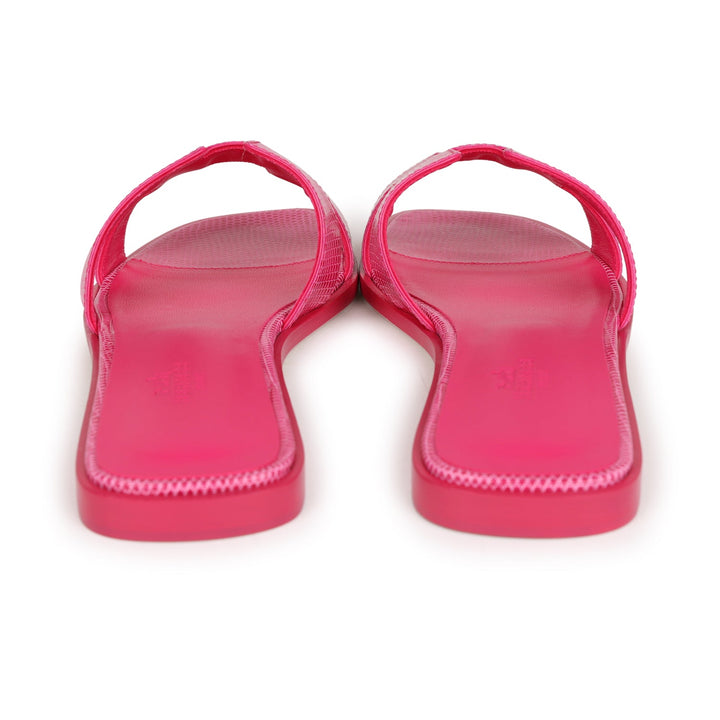 Top quality Hermes Oran Sandals Rose Flash Lizard 38.5