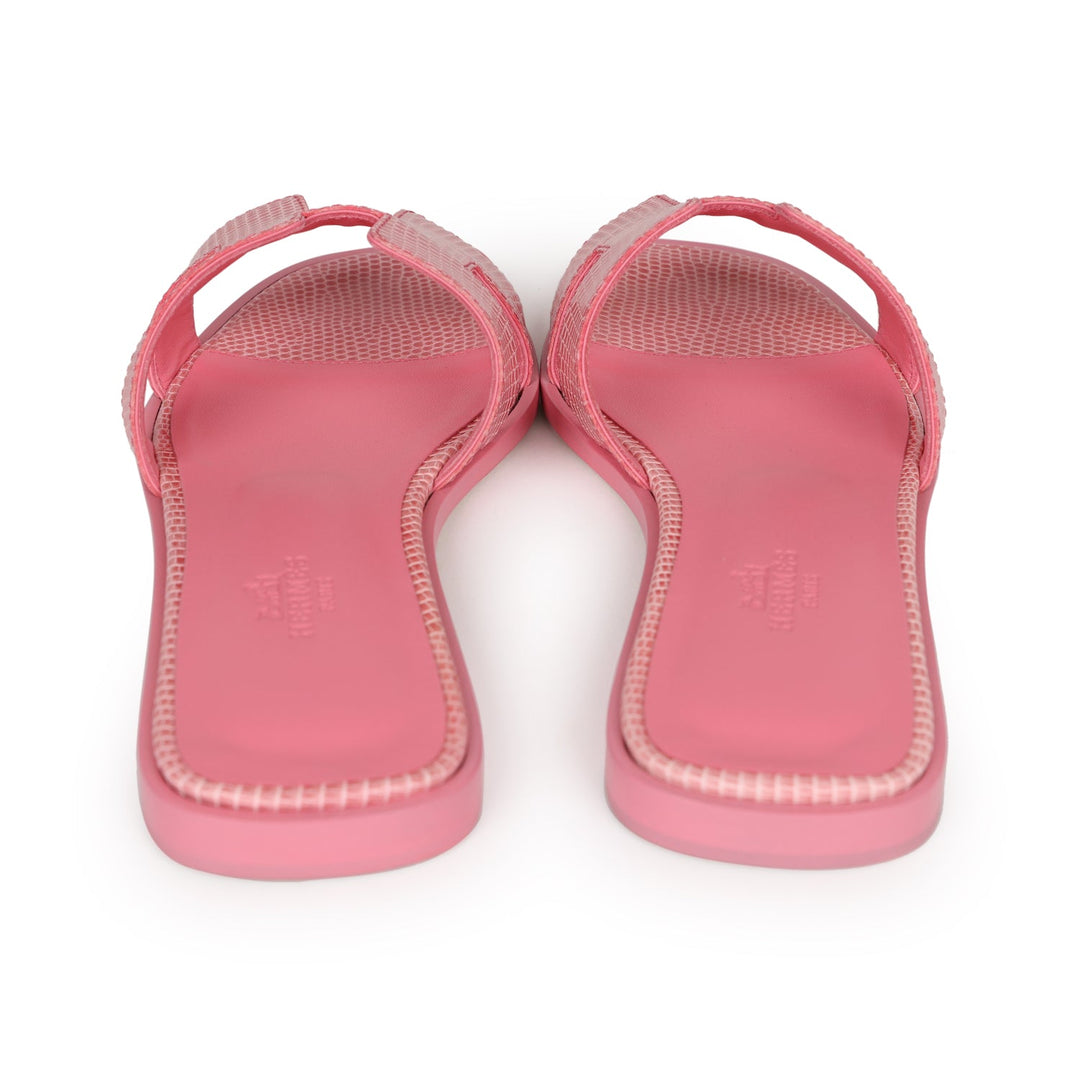 Top quality Hermes Oran Sandals Rose Jaipur Lizard 37
