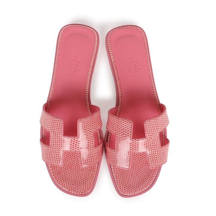 Top quality Hermes Oran Sandals Rose Jaipur Lizard 37