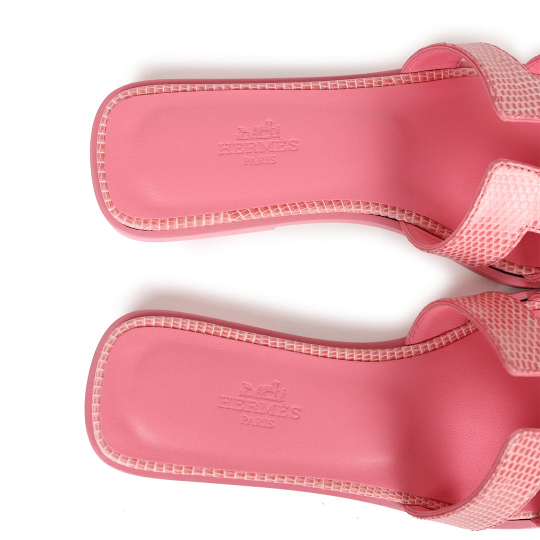 Top quality Hermes Oran Sandals Rose Jaipur Lizard 37