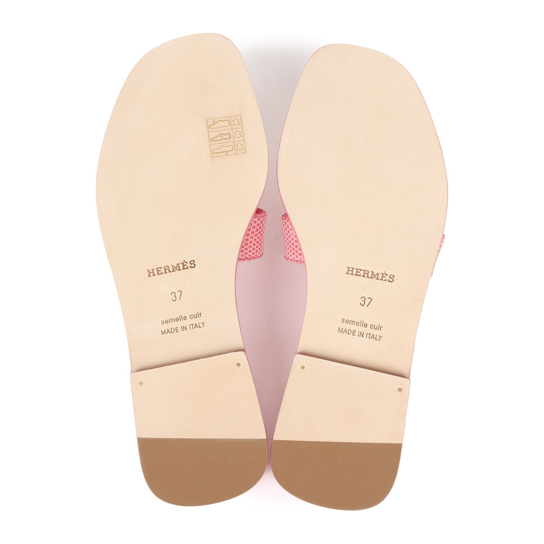 Top quality Hermes Oran Sandals Rose Jaipur Lizard 37