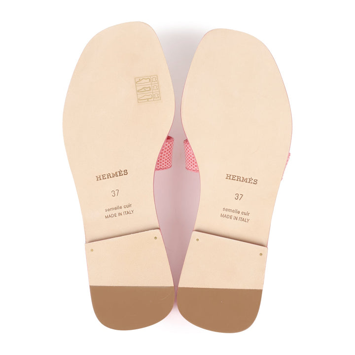 Top quality Hermes Oran Sandals Rose Jaipur Lizard 37