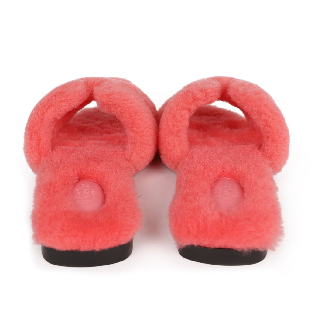 Top quality Hermes Oran Sandals Rose Du Desert Shearling 37