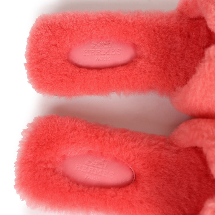 Top quality Hermes Oran Sandals Rose Du Desert Shearling 37