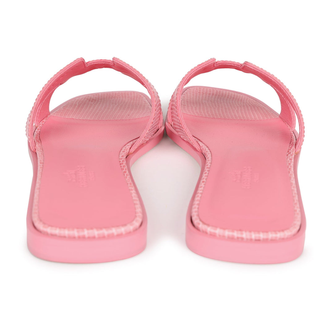 Top quality Hermes Oran Sandals Rose Jaipur Lizard 37