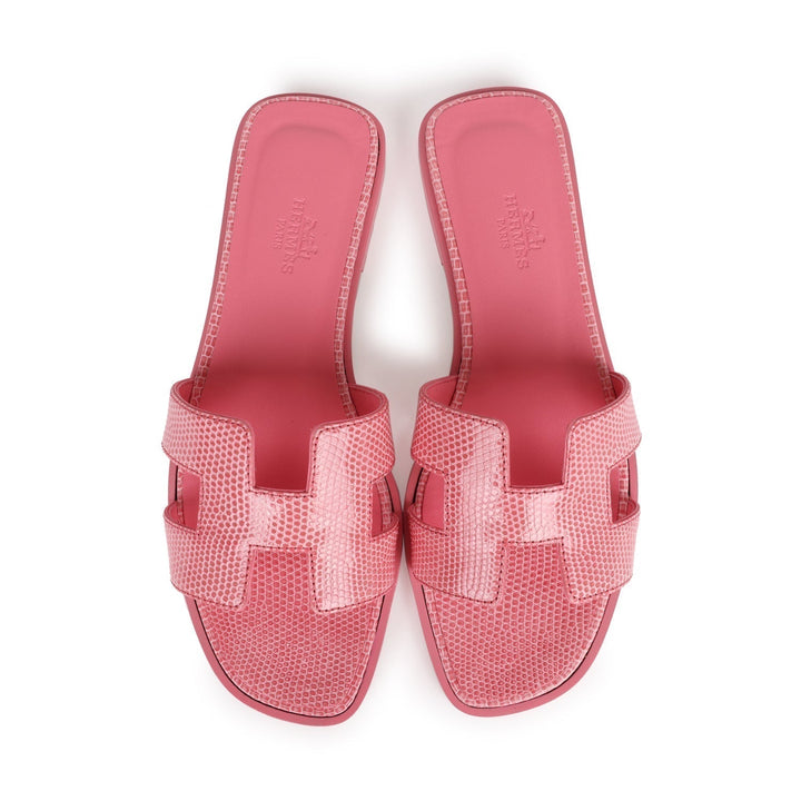 Top quality Hermes Oran Sandals Rose Jaipur Lizard 37