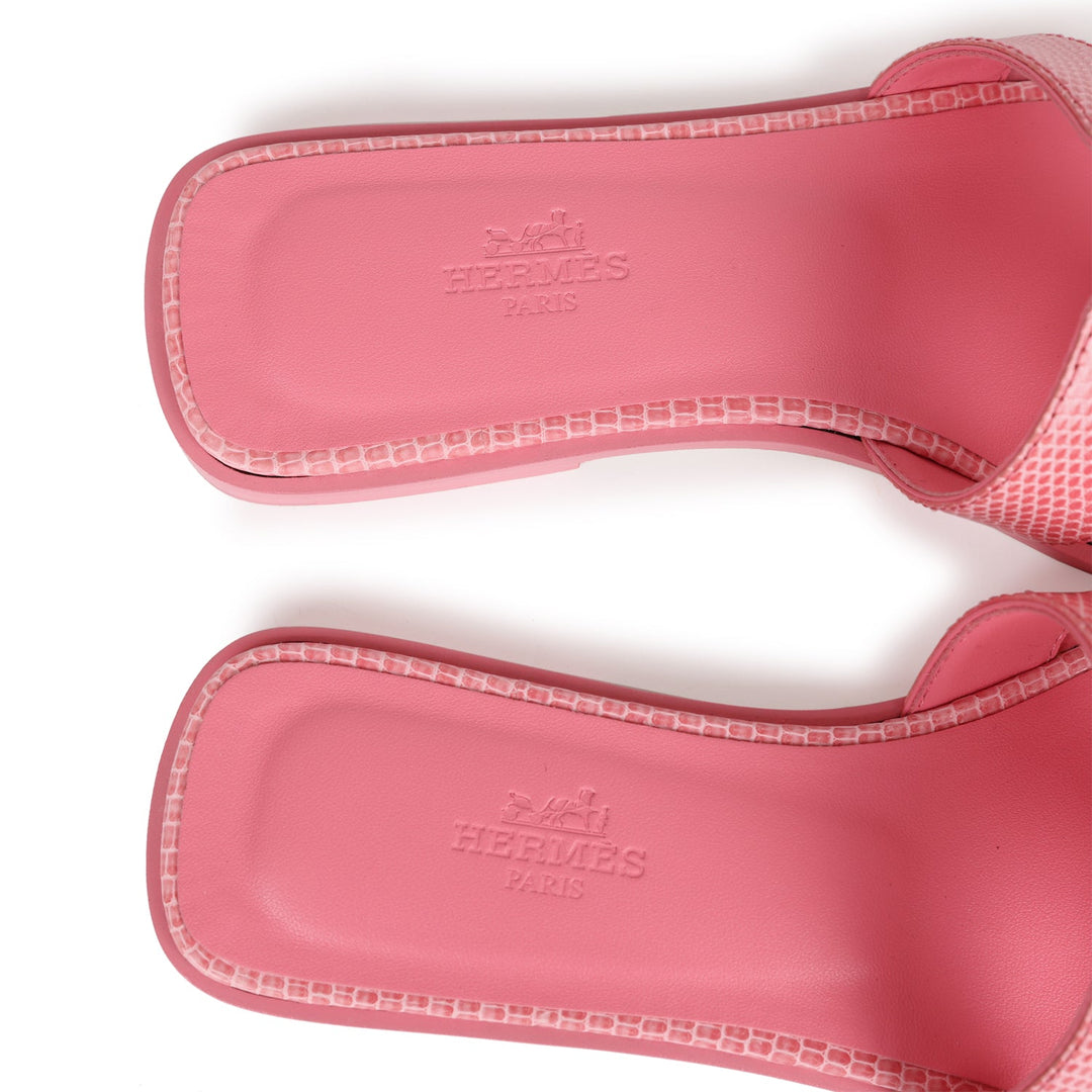 Top quality Hermes Oran Sandals Rose Jaipur Lizard 37