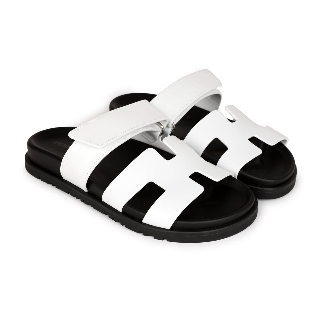 Top quality Hermes Chypre Sandals White Palladium Hardware