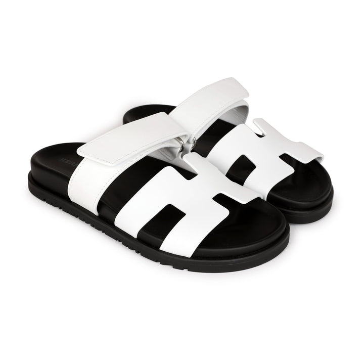 Top quality Hermes Chypre Sandals White Palladium Hardware