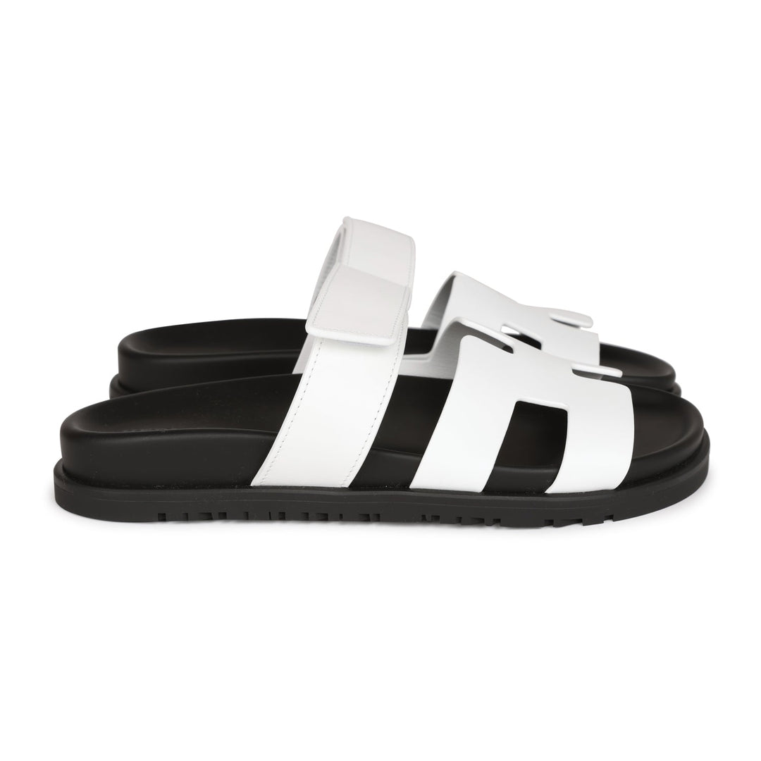 Top quality Hermes Chypre Sandals White Palladium Hardware