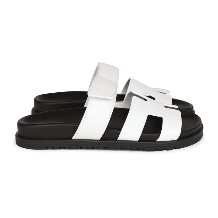 Top quality Hermes Chypre Sandals White Palladium Hardware