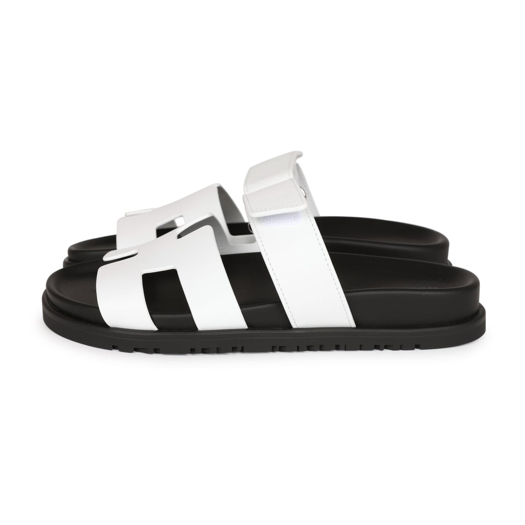 Top quality Hermes Chypre Sandals White Palladium Hardware