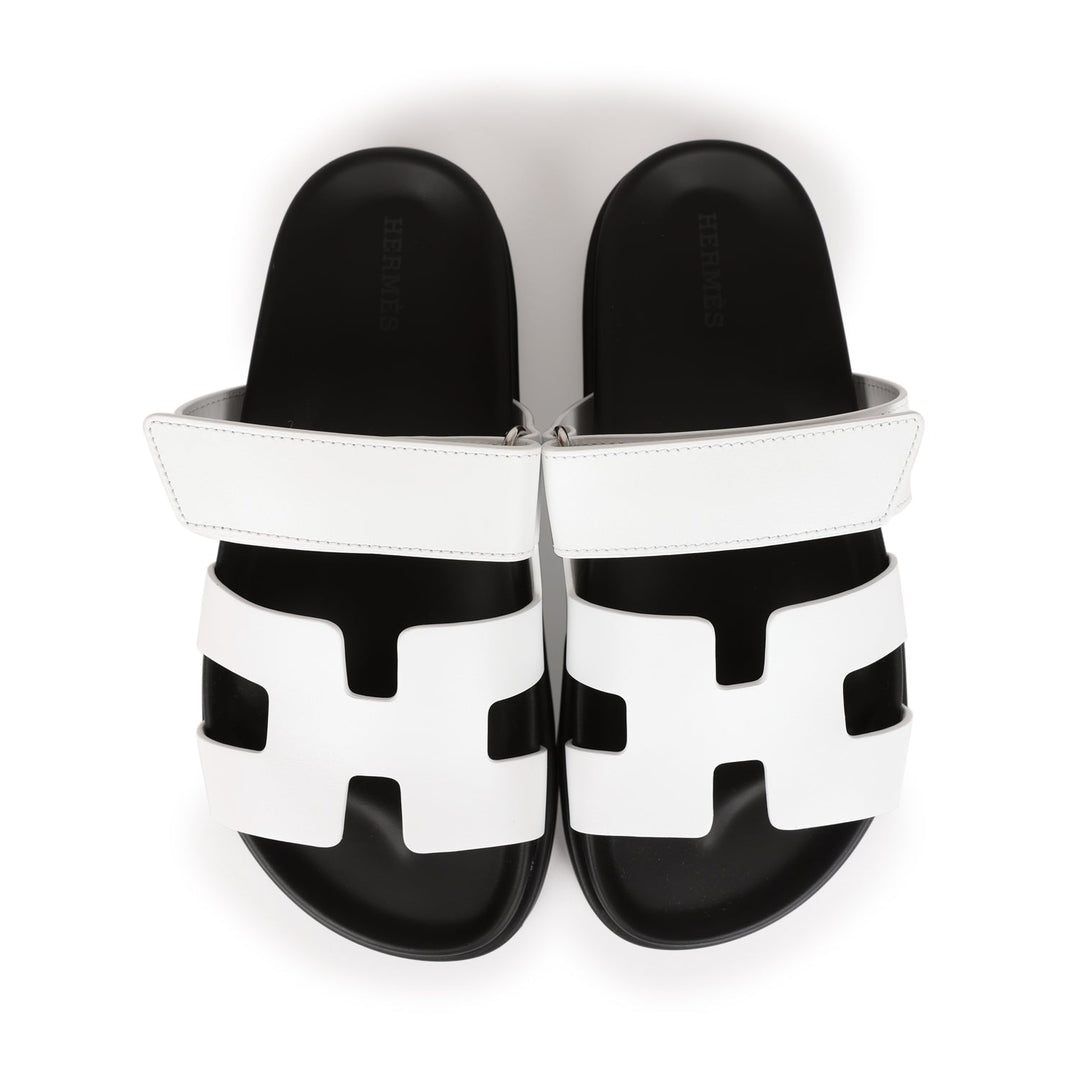 Top quality Hermes Chypre Sandals White Palladium Hardware