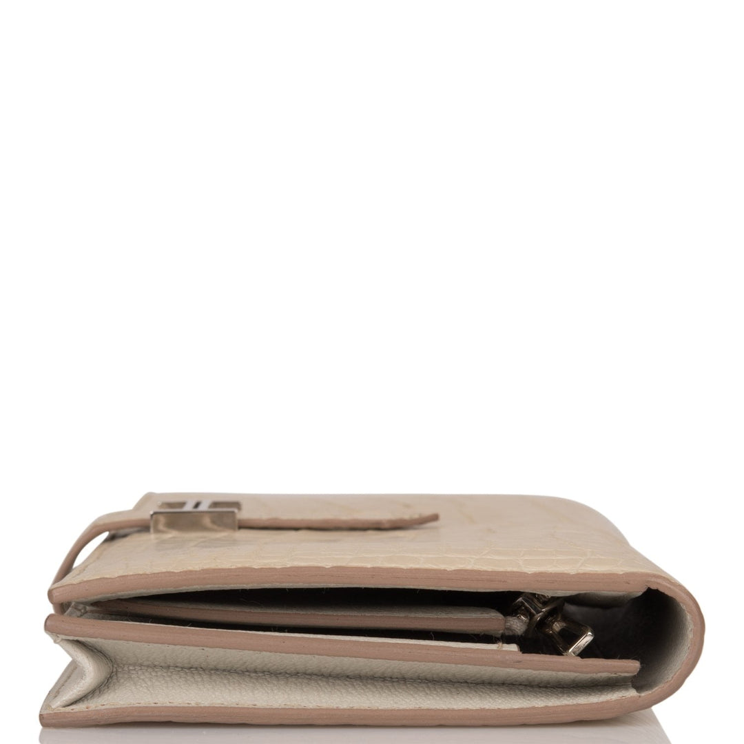 Premium Handmade Hermes Bearn Wallet Beton Matte Alligator Palladium Hardware