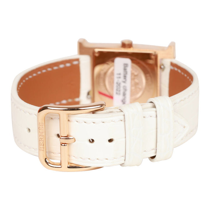 Top quality Hermes Mini H Hour Diamond Watch White Matte Alligator Band