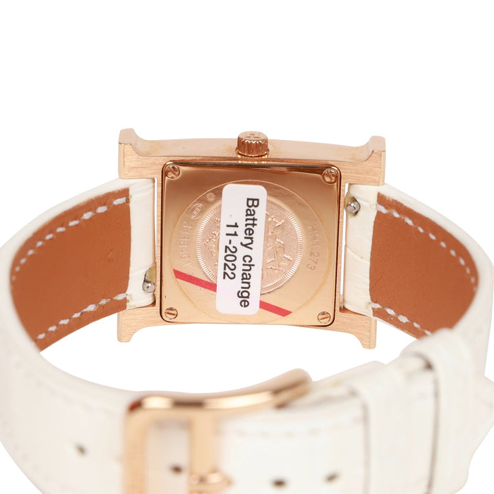 Top quality Hermes Mini H Hour Diamond Watch White Matte Alligator Band