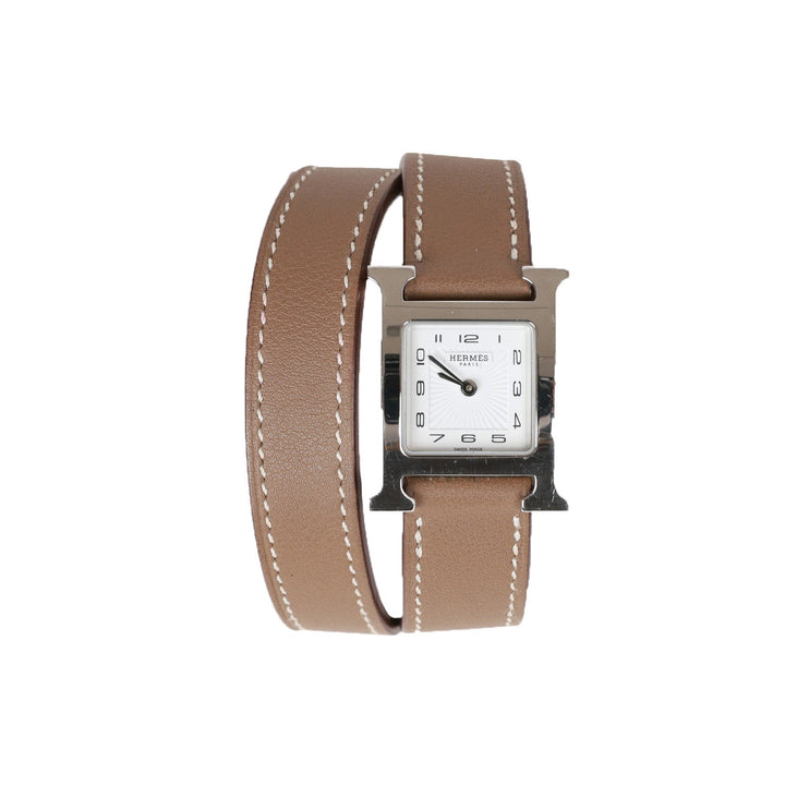 Top quality Hermes Mini Heure H Etoupe Swift Stainless Steel 21mm Double Tour Watch