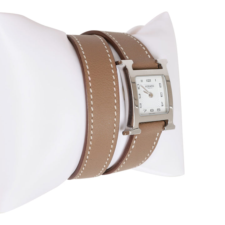 Top quality Hermes Mini Heure H Etoupe Swift Stainless Steel 21mm Double Tour Watch
