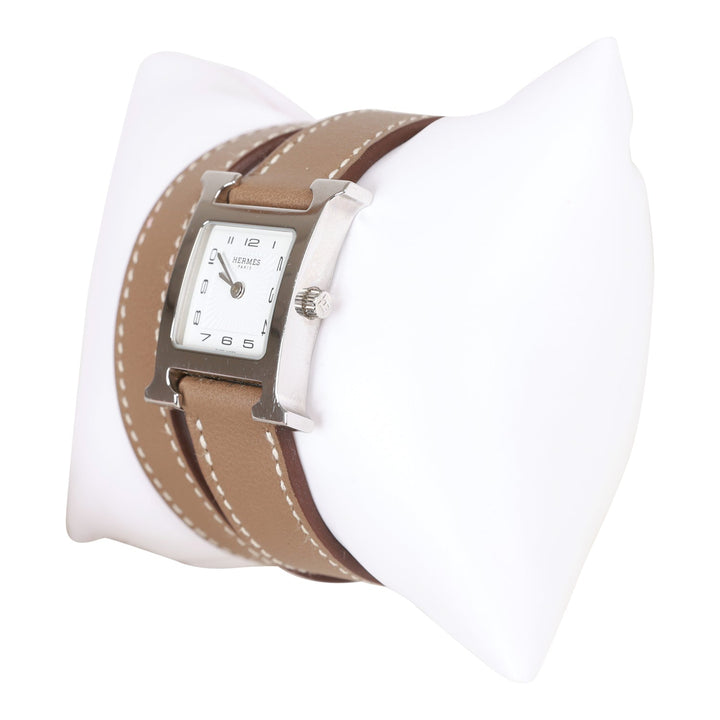 Top quality Hermes Mini Heure H Etoupe Swift Stainless Steel 21mm Double Tour Watch