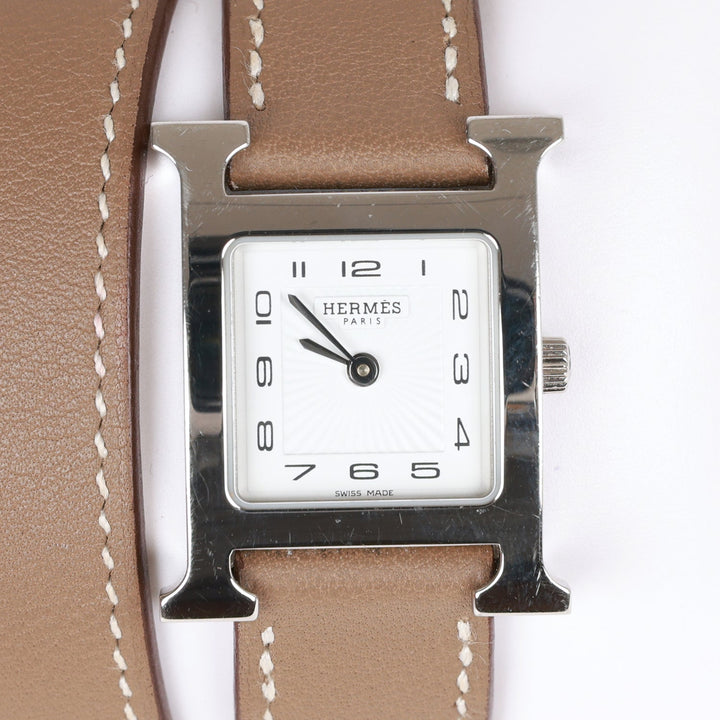 Top quality Hermes Mini Heure H Etoupe Swift Stainless Steel 21mm Double Tour Watch