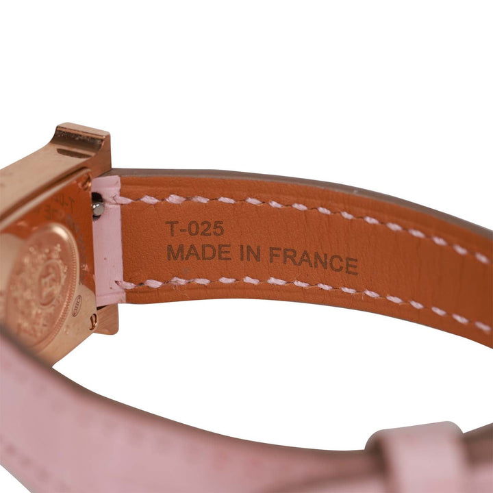 Top quality Hermes Rose Pale and Rose Opal Matte Alligator Heure H XS Diamond Watch
