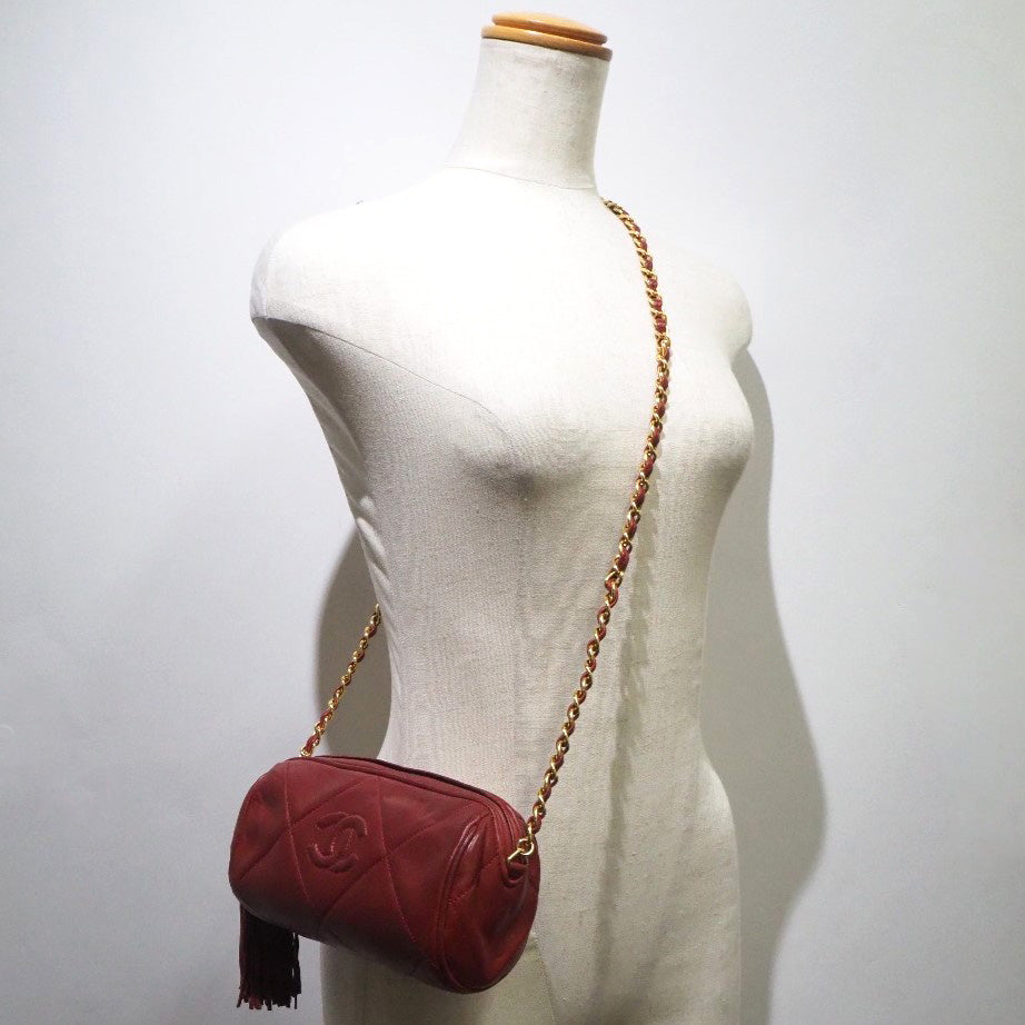 Top Quality Chanel Lambskin Chain Shoulder Bag Red