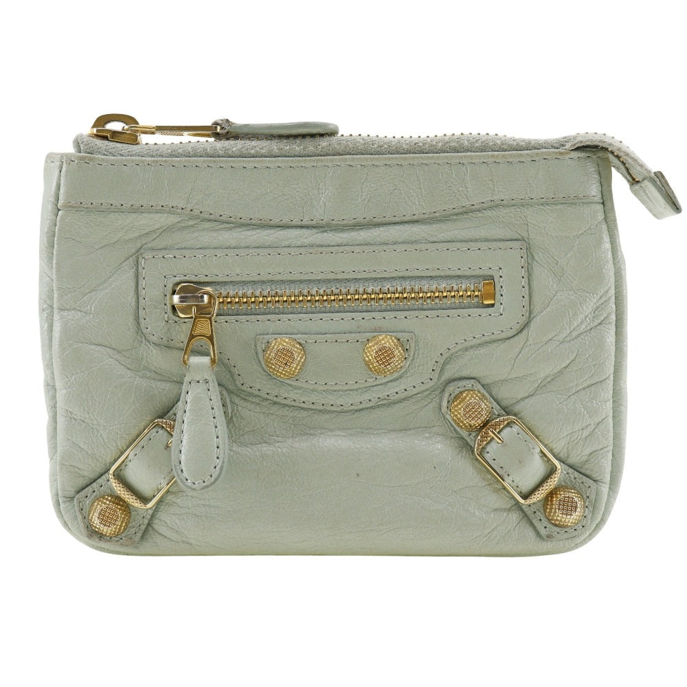 Top Quality Balenciaga Leather Giant Pouch Light Green