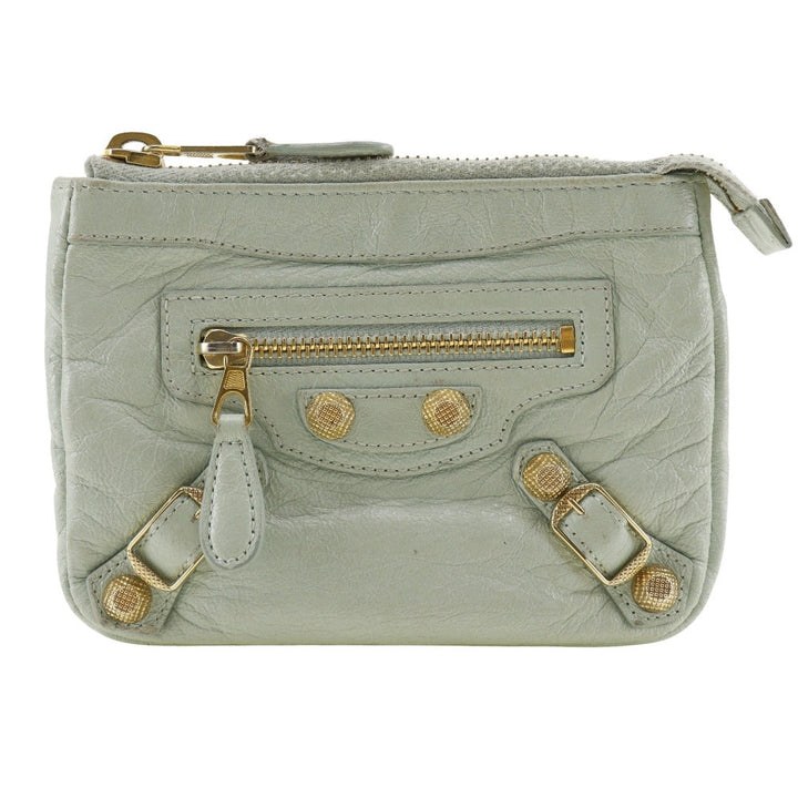 Top Quality Balenciaga Leather Giant Pouch Light Green