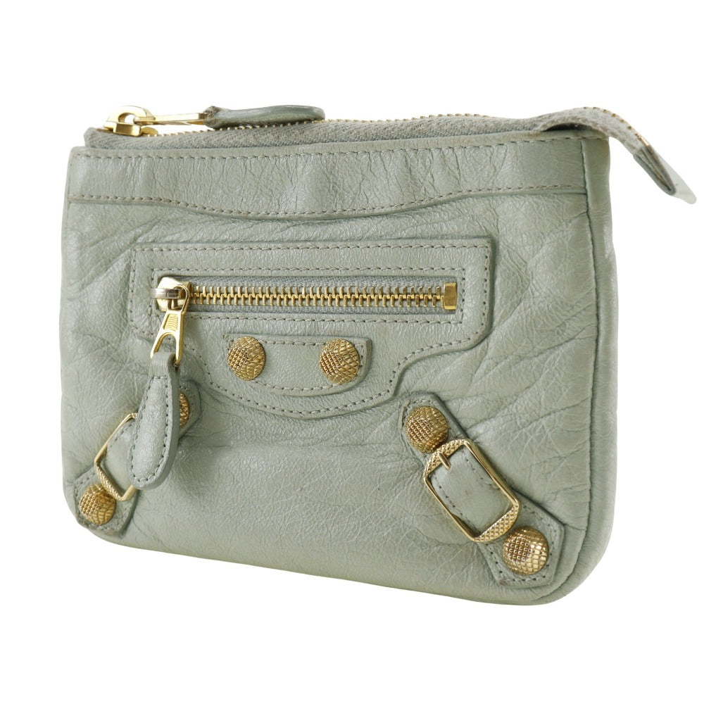 Top Quality Balenciaga Leather Giant Pouch Light Green