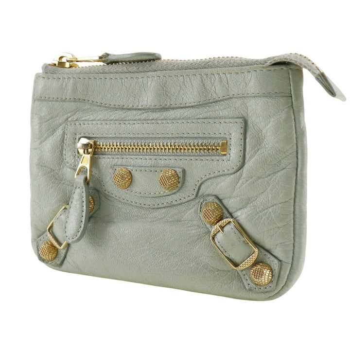 Top Quality Balenciaga Leather Giant Pouch Light Green