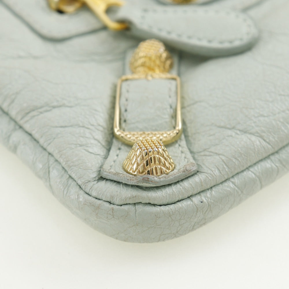 Top Quality Balenciaga Leather Giant Pouch Light Green