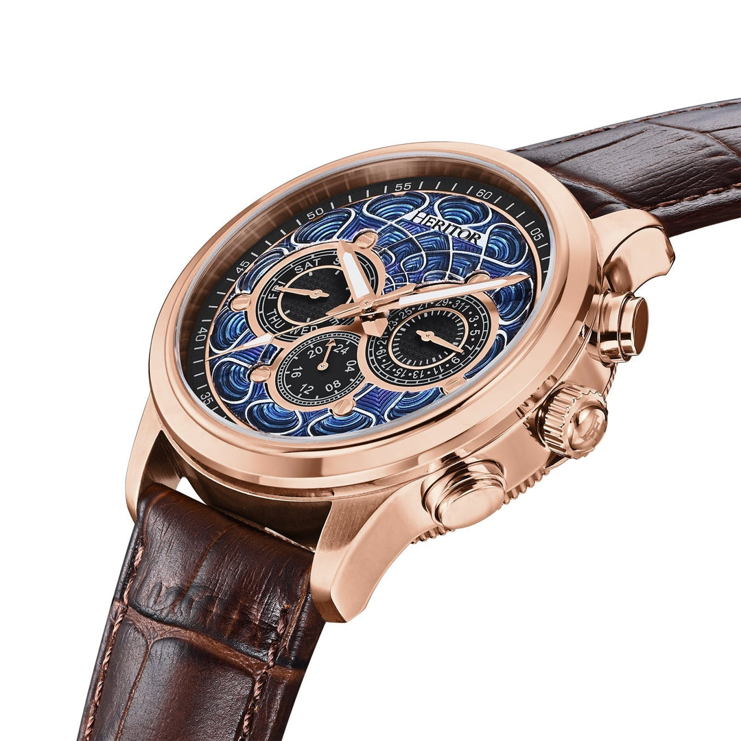 Heritor Automatic Apostle Leather Band Watch w/ Day-Date