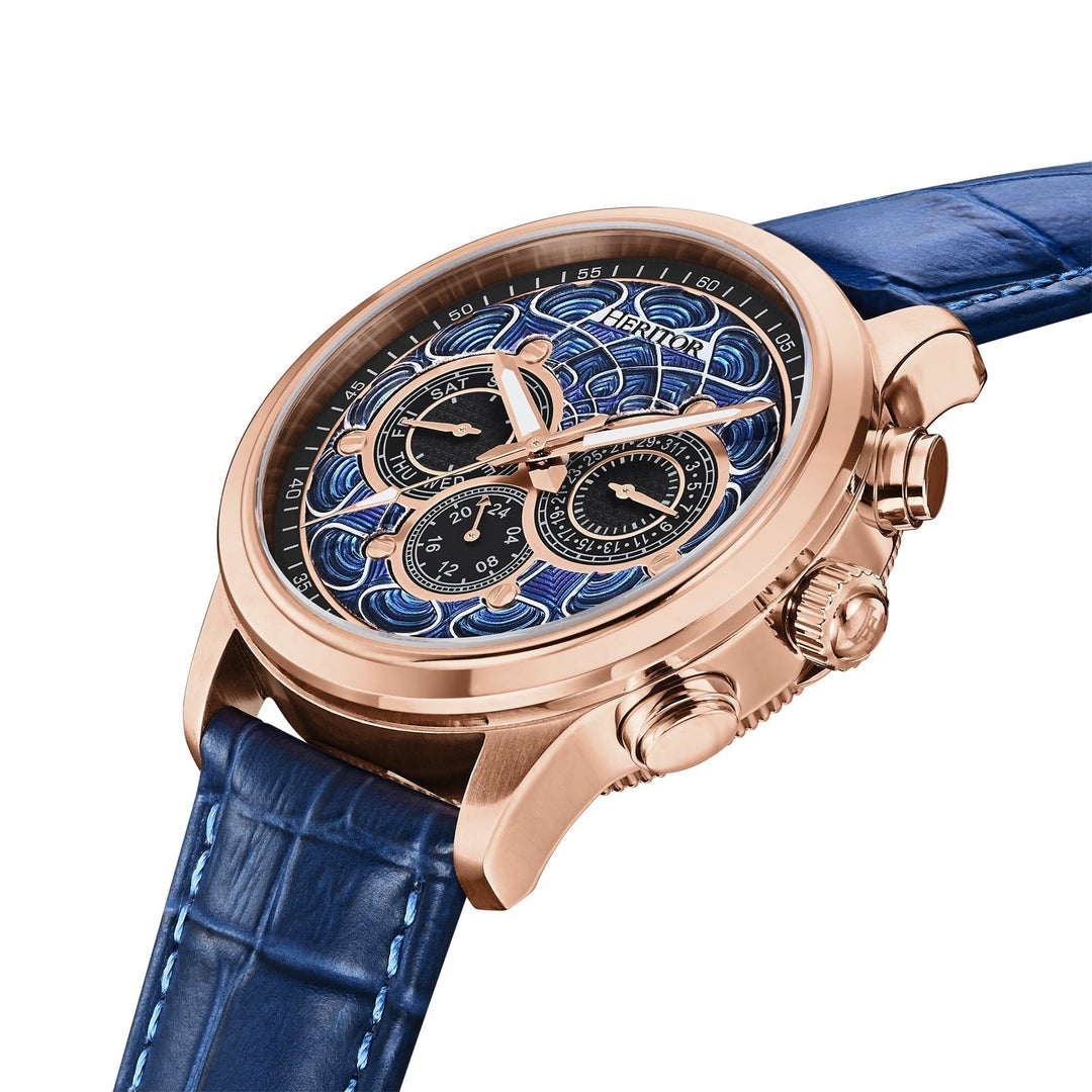 Heritor Automatic Apostle Leather Band Watch w/ Day-Date