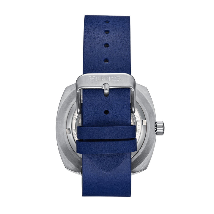 Heritor Automatic Davenport Engraved-Case Leather-Band Watch w/ Date