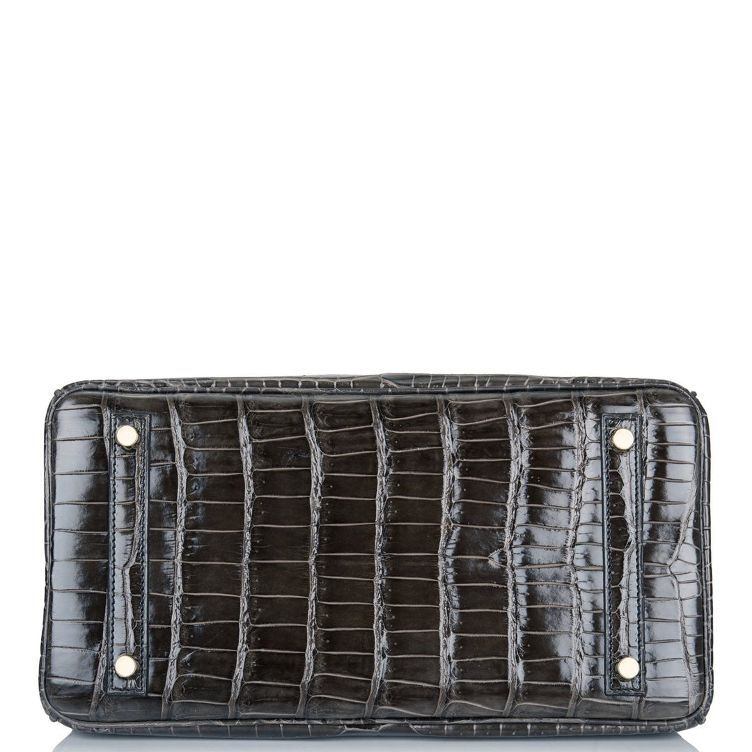 Hermes Birkin 30 Graphite Shiny Porosus Crocodile Gold Hardware