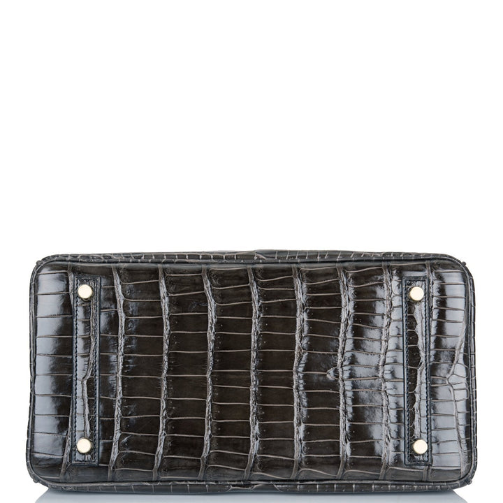 Hermes Birkin 30 Graphite Shiny Porosus Crocodile Gold Hardware