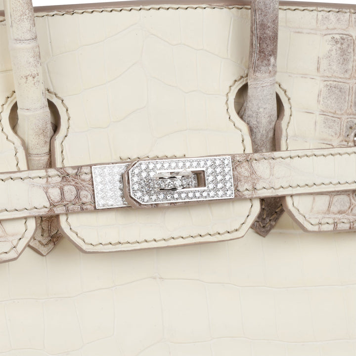 Hermes Birkin 25 Himalaya Niloticus Crocodile Diamond Encrusted Hardware
