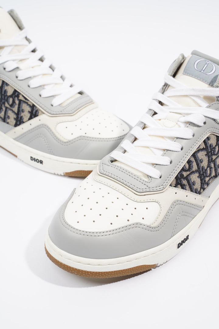 Christian Dior B27 White / Grey / Navy Oblique Leather EU 41 UK 7