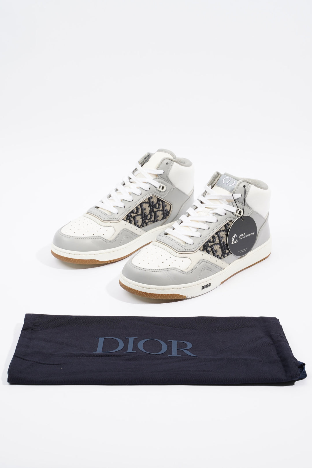 Christian Dior B27 White / Grey / Navy Oblique Leather EU 41 UK 7