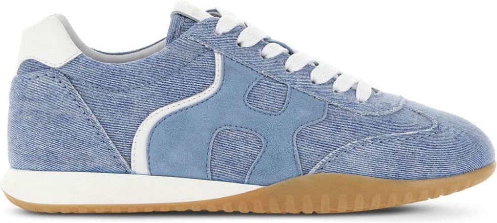 BLUE & WHITE LEATHER OLYMPIA Z LOW TOP SNEAKERS