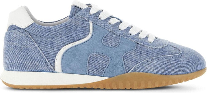 BLUE & WHITE LEATHER OLYMPIA Z LOW TOP SNEAKERS