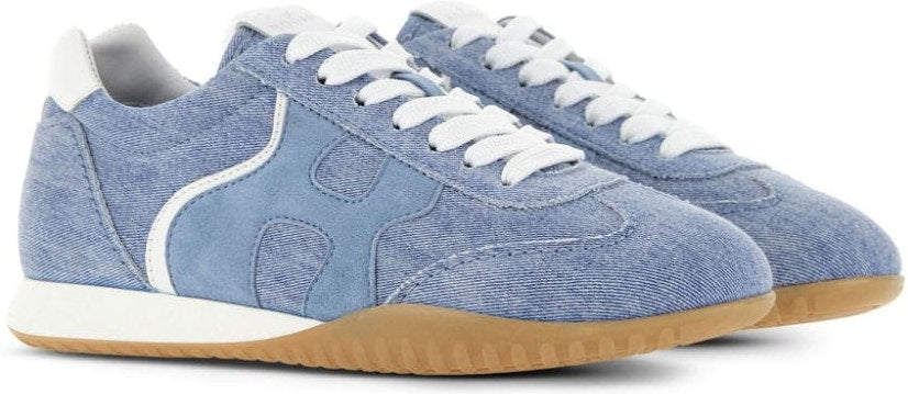 BLUE & WHITE LEATHER OLYMPIA Z LOW TOP SNEAKERS
