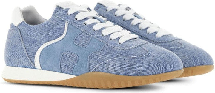 BLUE & WHITE LEATHER OLYMPIA Z LOW TOP SNEAKERS
