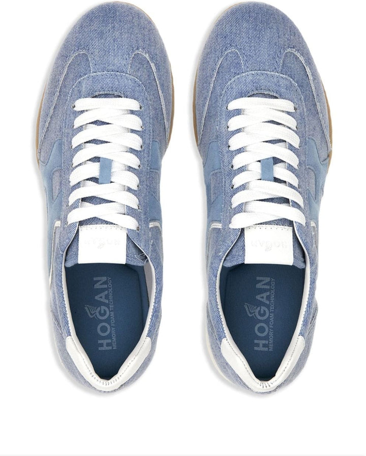 BLUE & WHITE LEATHER OLYMPIA Z LOW TOP SNEAKERS