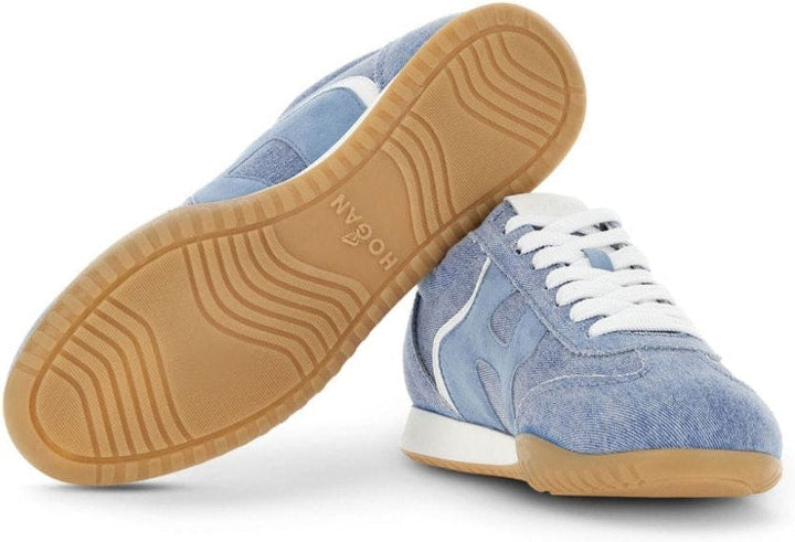 BLUE & WHITE LEATHER OLYMPIA Z LOW TOP SNEAKERS