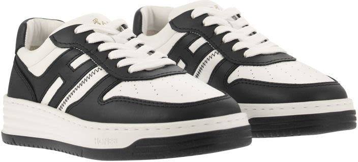 PANELLED DESIGN LEATHER SNEAKERS
