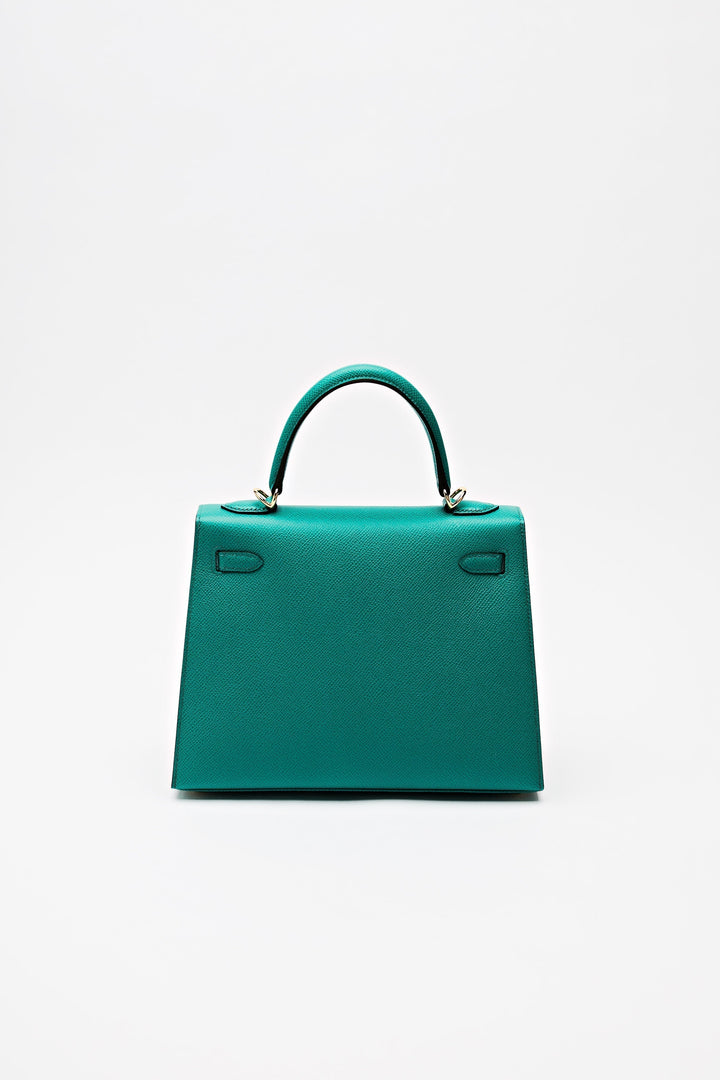 Top quality Hermes Kelly II 25 Vert Jade Sellier Epsom Calfskin