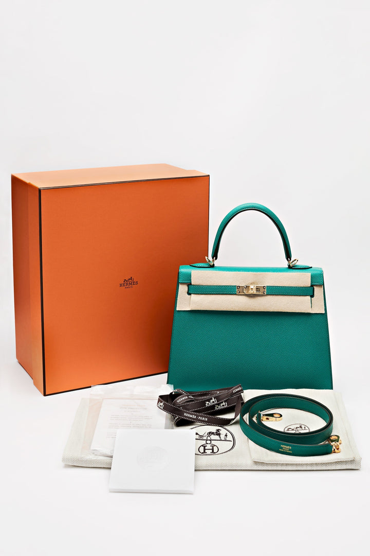 Top quality Hermes Kelly II 25 Vert Jade Sellier Epsom Calfskin